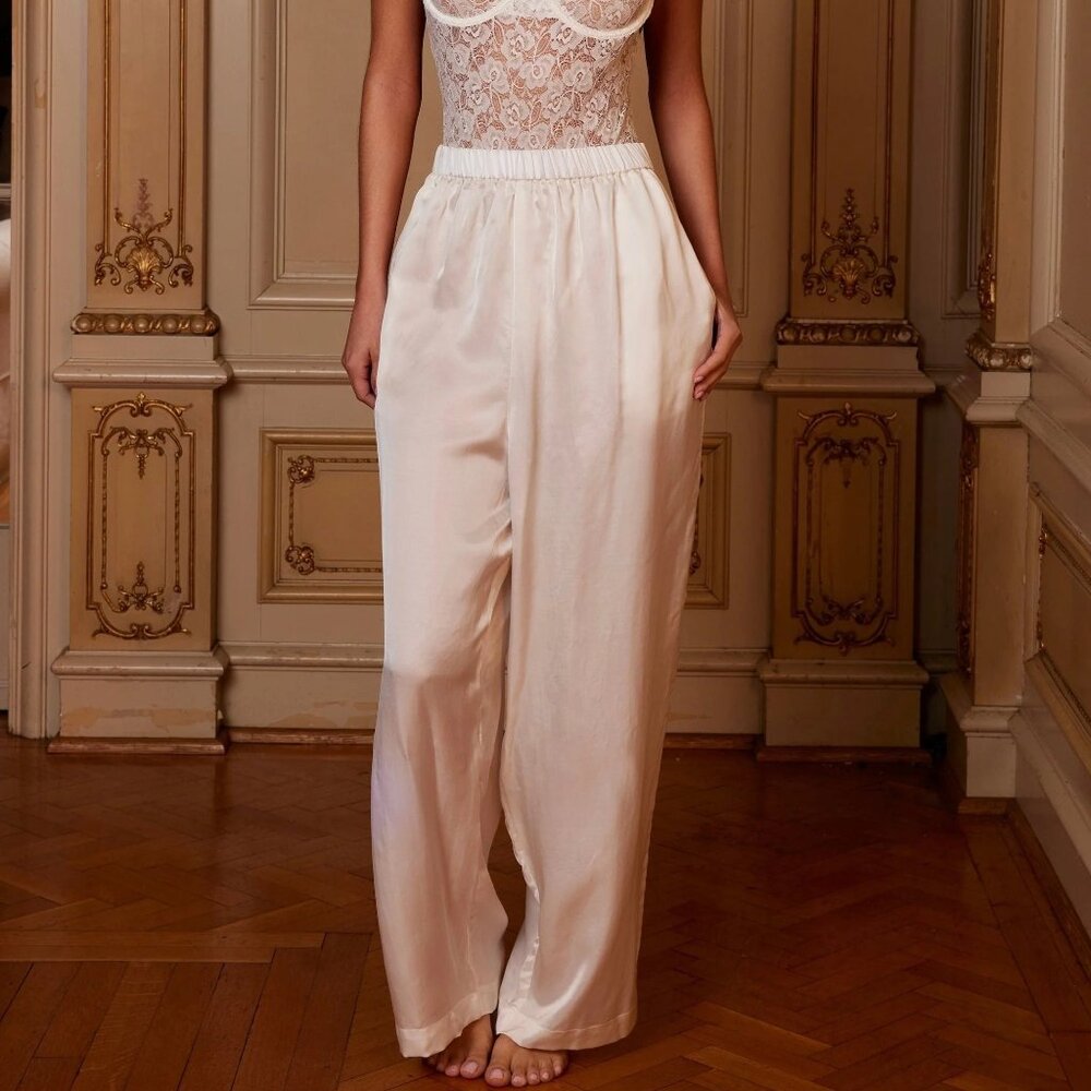 Gooseberry Intimates Mon Cheri Silk Pants White - XS/S